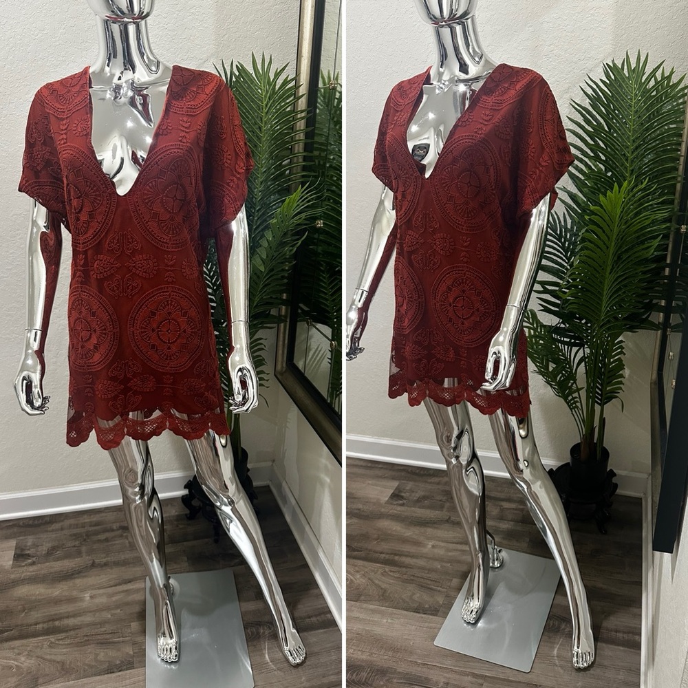 Jen's Pirate Booty Red Lace Mini Dress